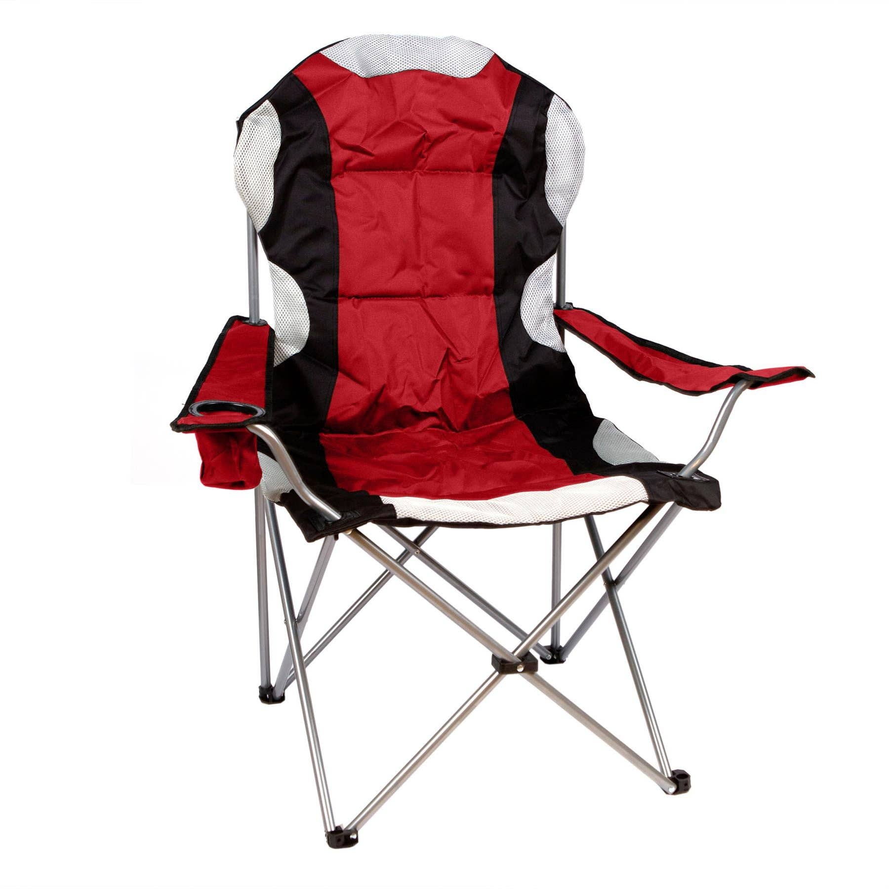Rinkit Ltd - Vente Chaise d'extérieur - Fauteuil de camping rembourré à dossier haut avec porte-gobelet - Redwood1