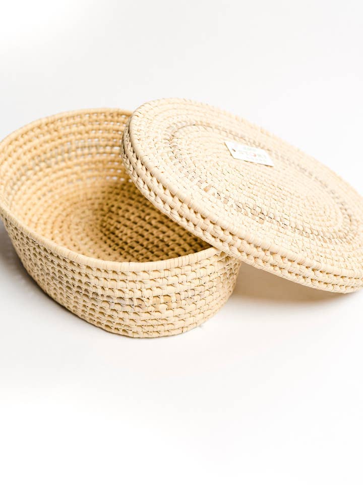 Oval Basket With Lid for wholesale by 2nd Story Goods + Haiti Design Co