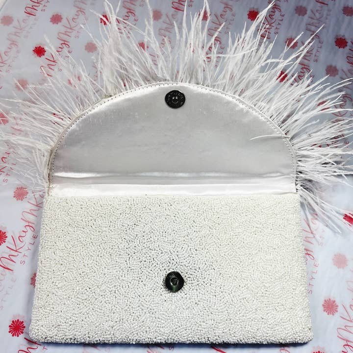 MKay Style – wholesale Clutch bag – women's – White Clutch Bag, Wedding Clutch, White Beaded Clutch Purse