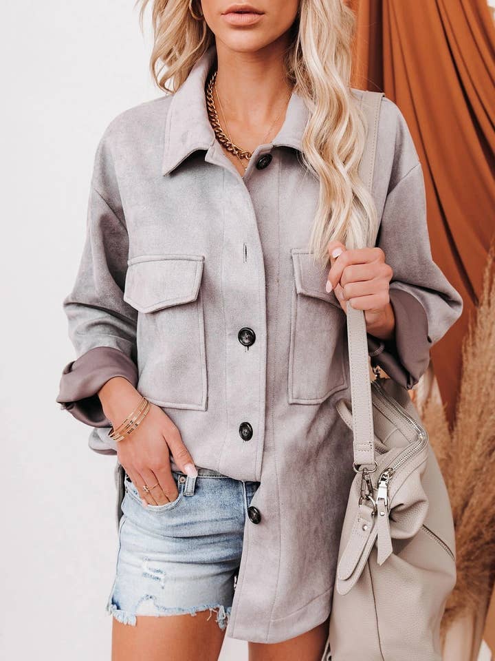 HIDDENBRAND - Wholesale Coat - Women's - Single-Breasted Composite Suede Coat