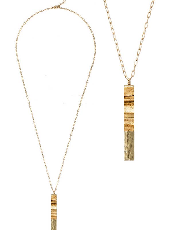 ( E601 ) SEMI PRECIOUS STONE BAR PENDANT LONG NECKLACE for wholesale by Jewelry Max