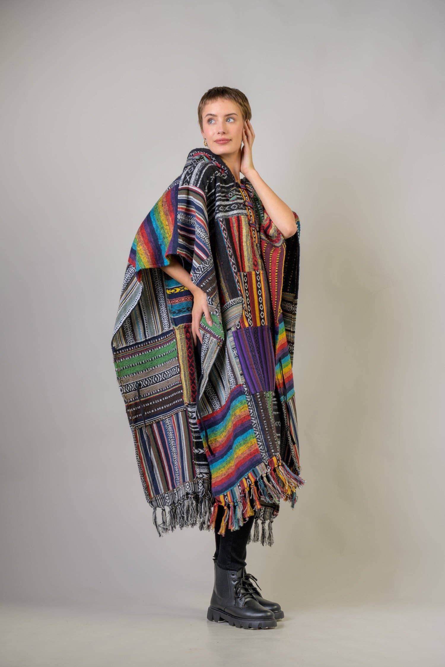 Rhea - Vente Poncho – femme - Poncho en coton à motif Rhea18