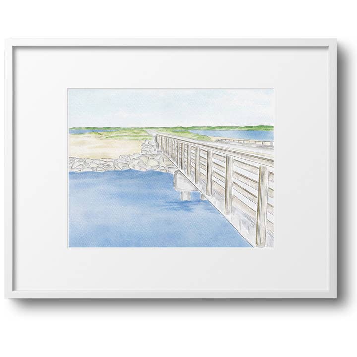 Impression aquarellée de Jaws Bridge, Martha's Vineyard, 8 x 10 po pour la vente par WonderfullyWrittenCo