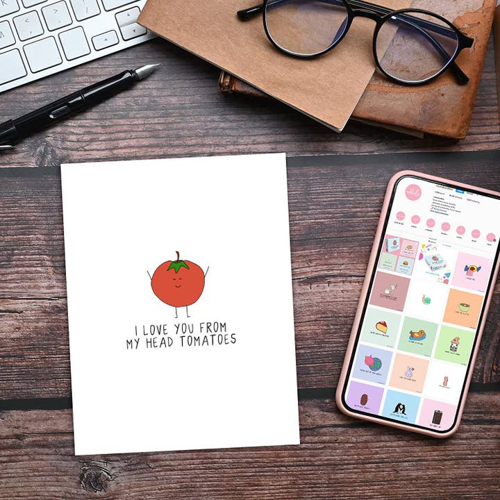 rockdoodles - Wholesale Love Card - I Love You From My Head Tomatoes | Valentine's Day Love Card