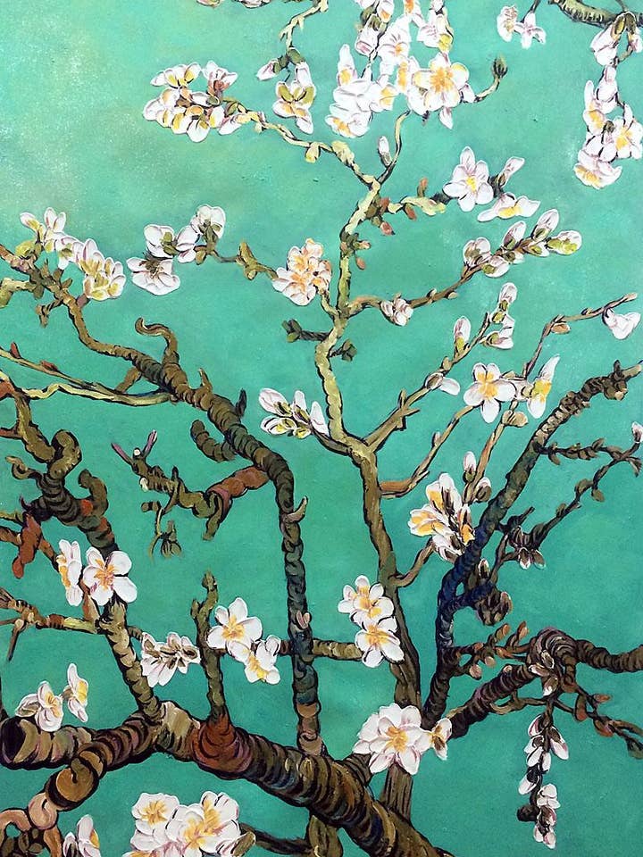 Branches of an Almond Tree In Blossom, Jade Green for wholesale by La Pastiche