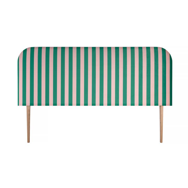 Really Nice Things – wholesale Sänggavel – Grön- och rosarandig sammetstoppad sänggavel0