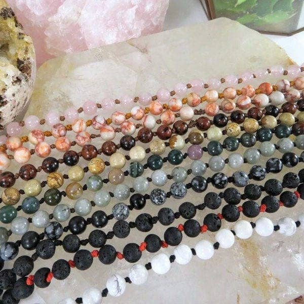 Rock Paradise - Wholesale Beaded/Pearl Necklace - Crystal Gemstone Knotted Necklace - Mala Necklace Spiritual