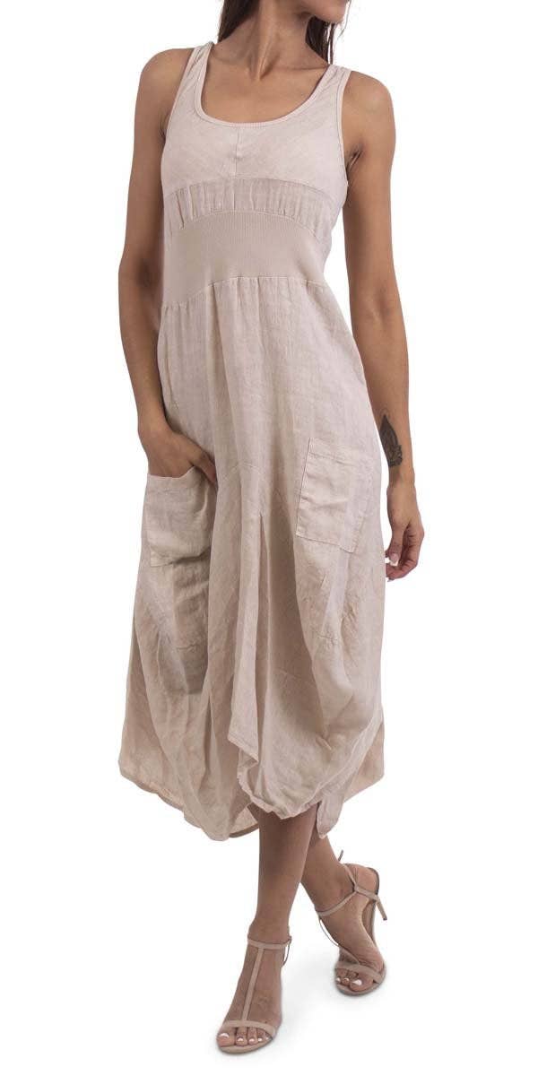 Gigi Moda - Wholesale Dress - Women's - Linen Sleeveless Dress0