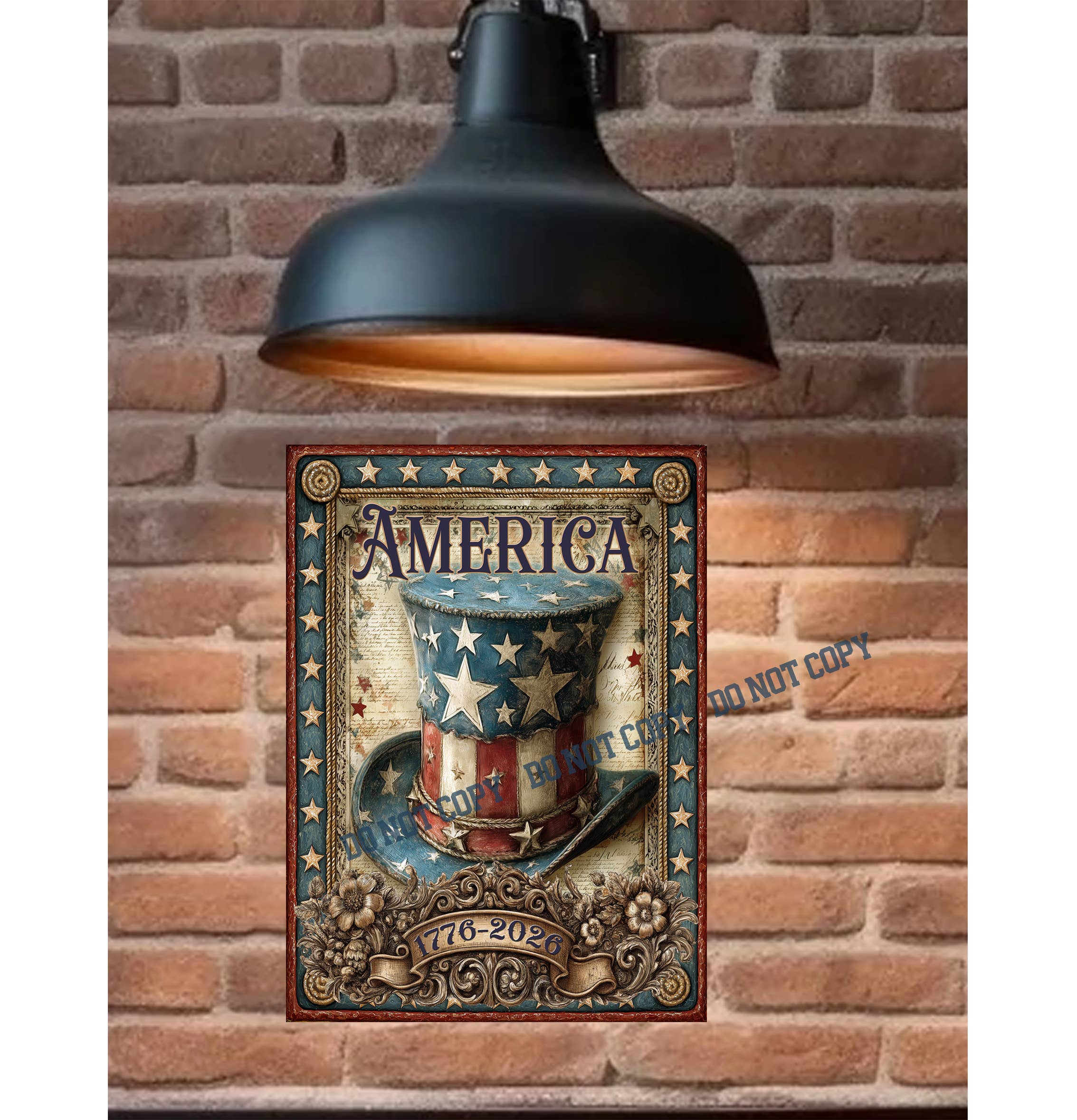 Bad Bunny Designs - Wholesale Sign - America RWB Top Hat 8x12 Metal Sign      250th Anniversary3