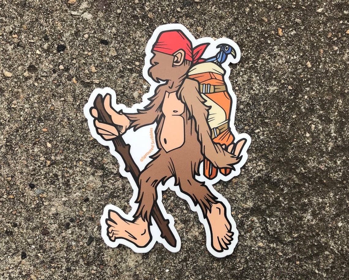 Sprouted Scribbles - Wholesale Sticker - Cute Bigfoot Sticker Backpacking Outdoor Decal Human Drawn Design7