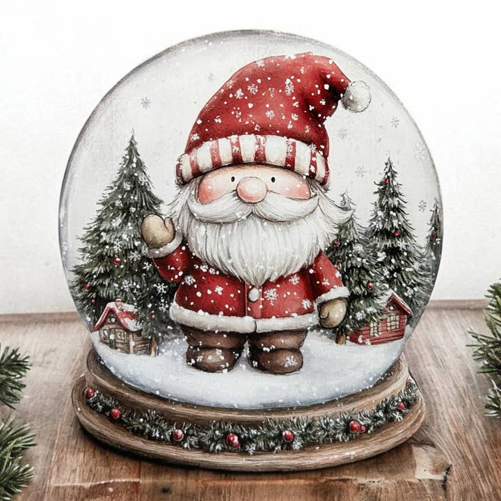 Inkwood Crafters - Wholesale Christmas Decoration - Christmas Gnome Wood Snow Globe - Rustic Holiday Decor