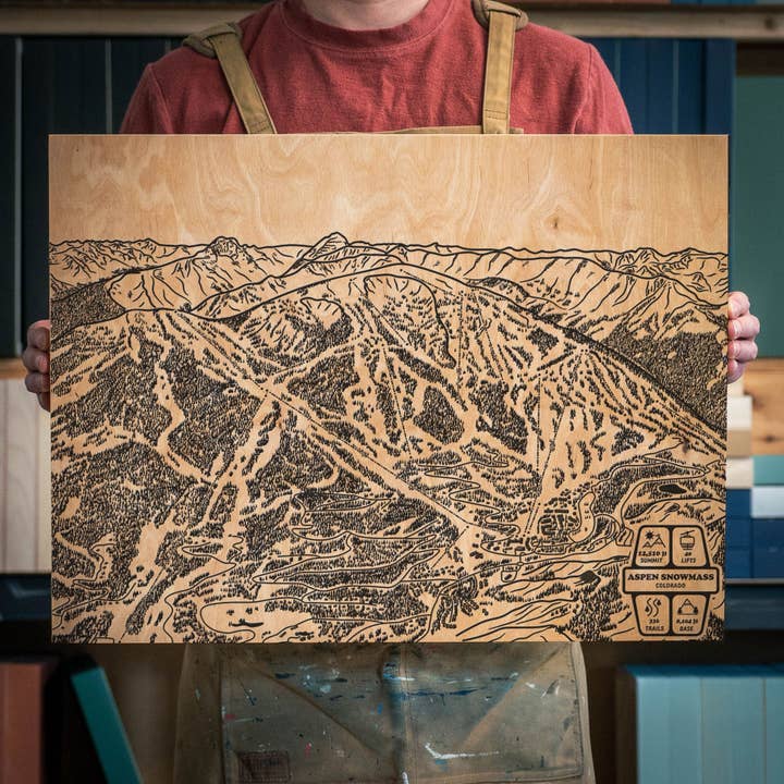 Aspen Snowmass, Colorado Ski Trail Map for wholesale by Benoit's Design Co.