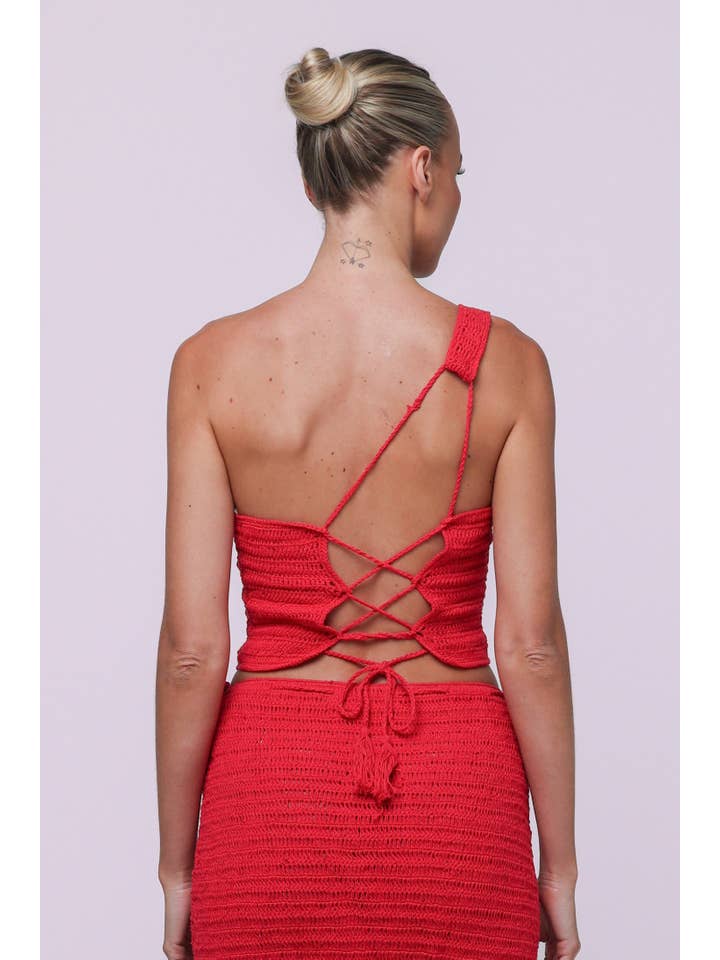 Isabelle Quinn - Wholesale Knit Top - Women's - Lily Crochet Top Red