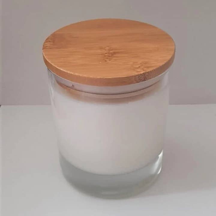 scented Honeysuckle Amethyst Stone Soy Jar Candle with lid for wholesale by Carol's Candles & Gifts Ltd