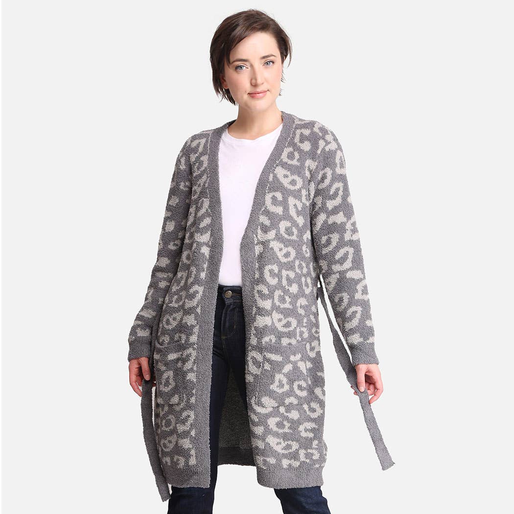 Fashion City - Venta al por mayor Bata - Mujer - Bata suave para mujer con estampado de leopardo, bolsillos y cinturón7