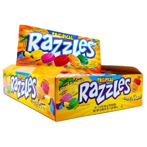 Royal Wholesale - Wholesale Chewing Gum - Concord Razzles Tropical 24ct