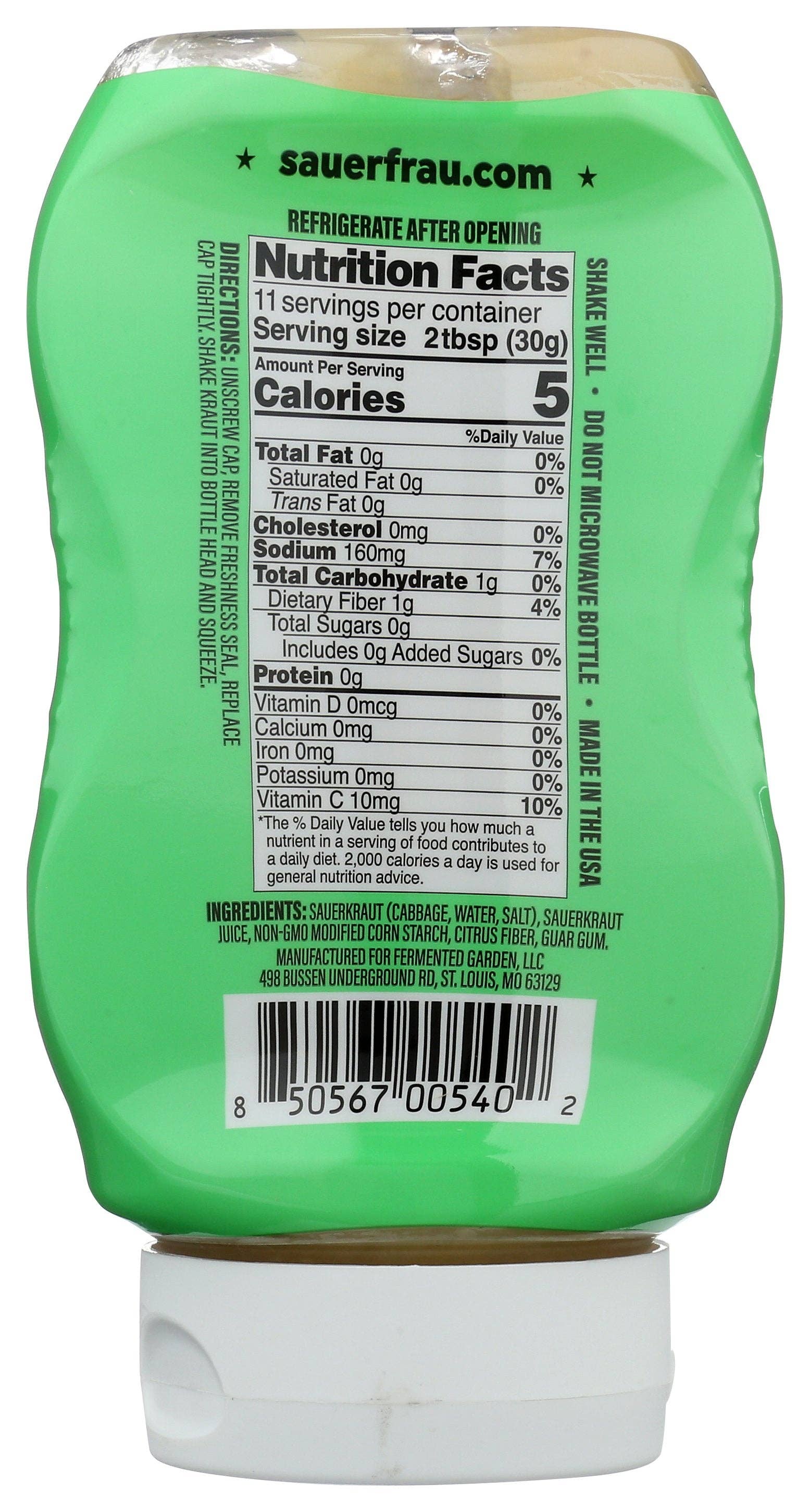 Everyday Supply Co - Wholesale Pickled Vegetables - SAUER FRAU SAUERKRAUT CLSSC SQUEEZE - Case of 61