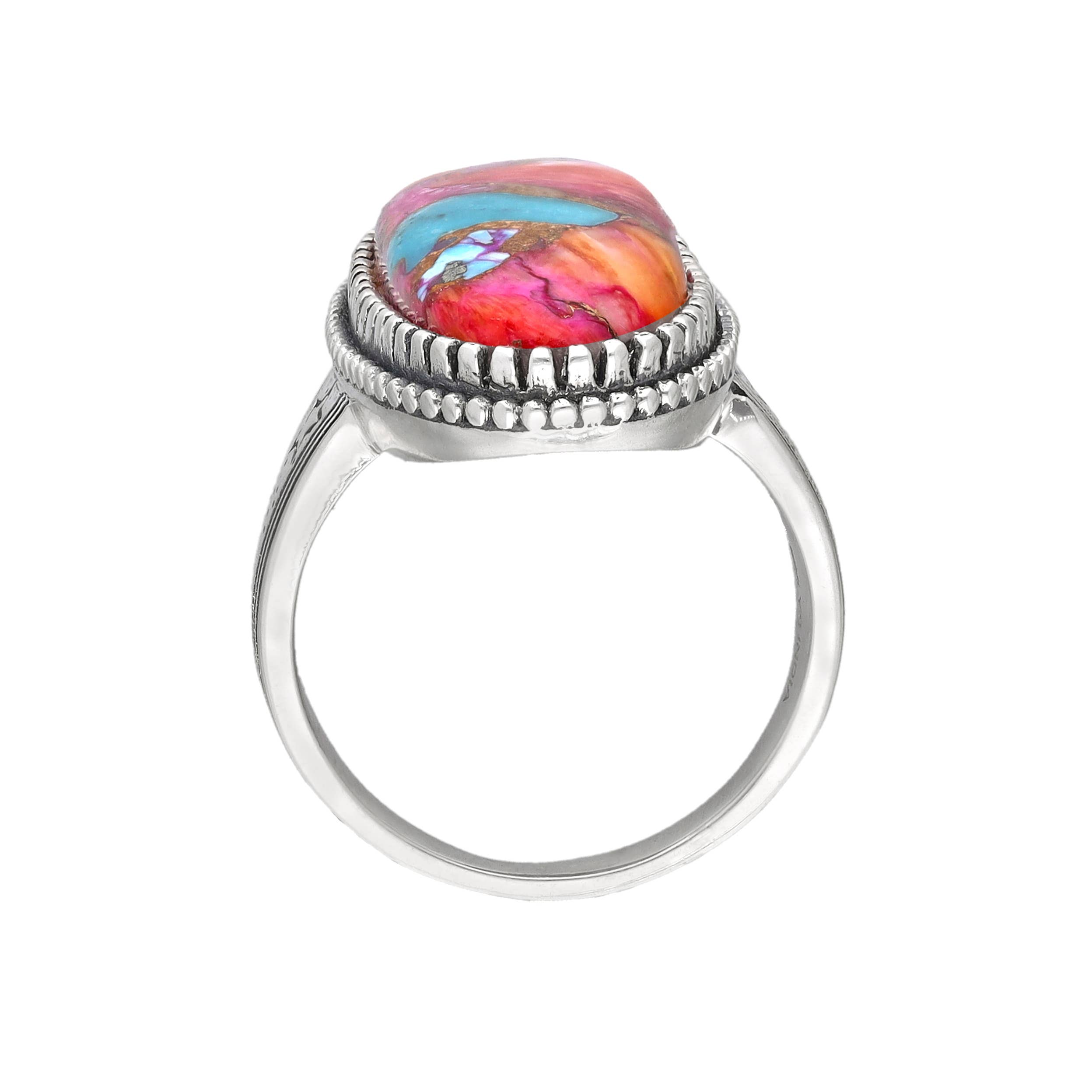 Tiramisu - Vente Bague de cocktail/de cérémonie - Bagues de déclaration en argent sterling 925 avec turquoise cuivrée d'huître2