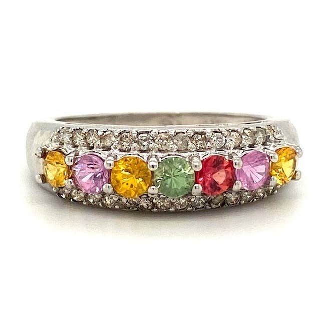 Anello multi zaffiro in argento sterling 925 - KSR 12652 per la vendita all'ingrosso da parte di Kotawala Jewels