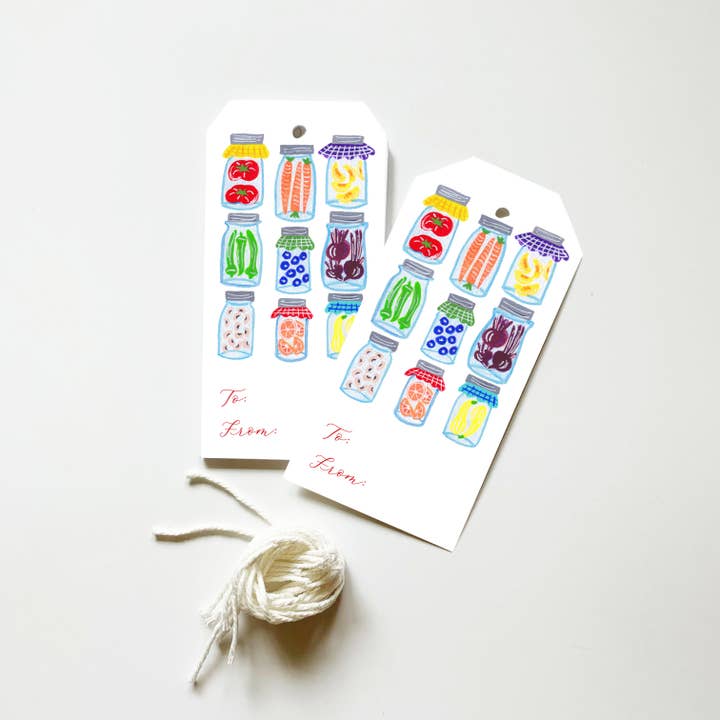 Lot de 8 étiquettes cadeaux, conserves dans des bocaux Mason pour la vente par Stately Made