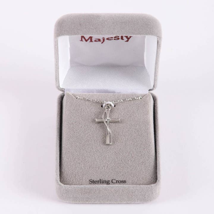 Swanson Christian Products - Wholesale Pendant/Charm Necklace - Necklace Cross W/Cz Sterling Silver 18"