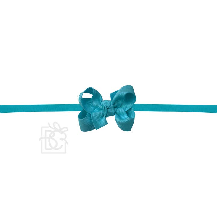 Beyond Creations, LLC - Wholesale Fashion Headband - Kids - 1/4" NYLON PANTYHOSE HEADBAND W/SIGNATURE GROSGRAIN BOW25