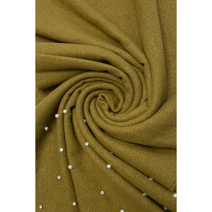 Fashion Scarf World – wholesale Scarf – Women's – Pearl and Diamante Plain Wool Frayed Scarf18