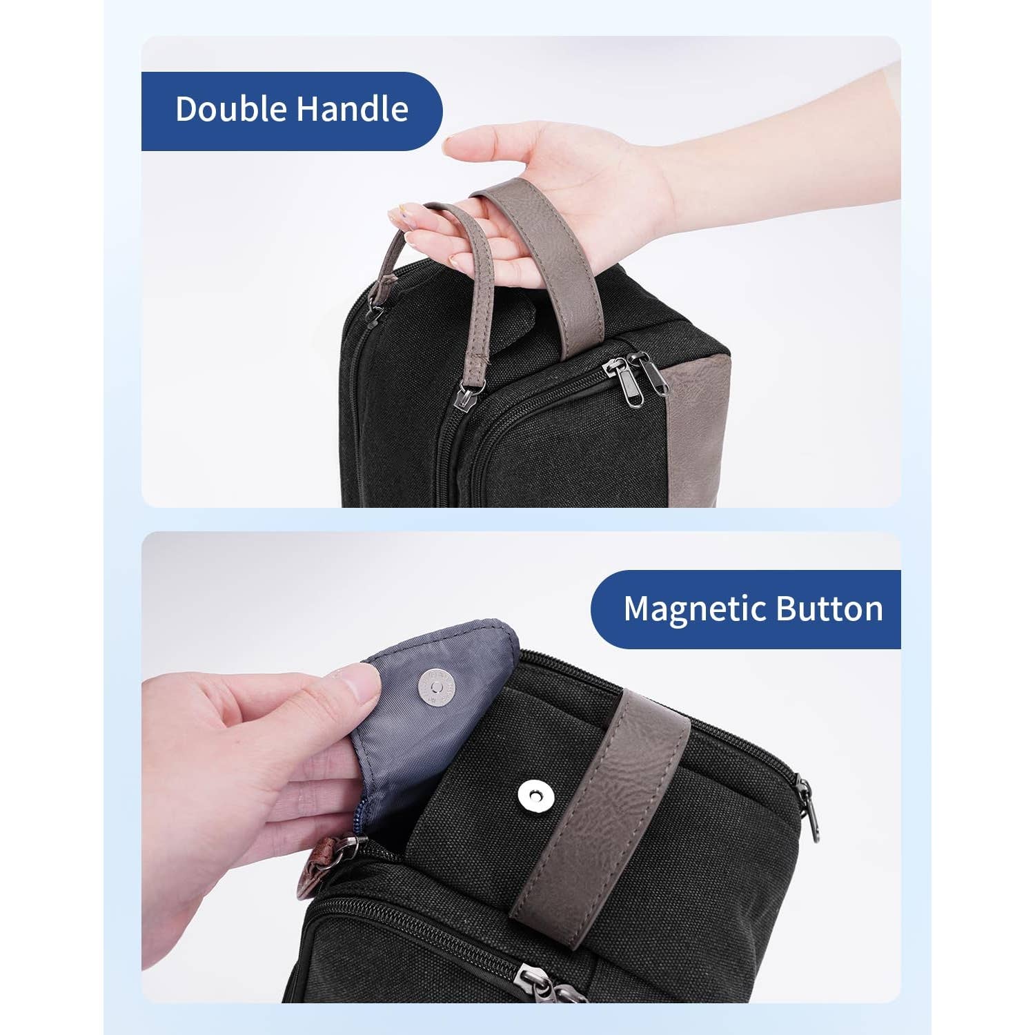 wandf – Engroshandel Toilettaske - Unisex – Canvas & læder Dopp Kit rejse vandafvisende barbertaske6