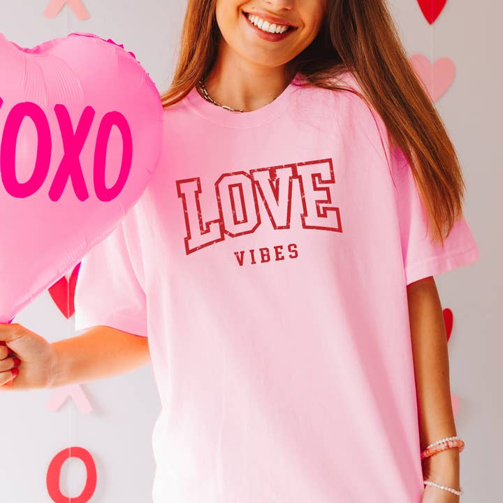 Love Vibes, Valentines Tee, Graphic Tee, Valentines Shirt for wholesale by Bash
