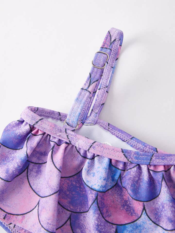 Rylee Faith Designs - Wholesale Two Piece Swimsuit - Kids - Purple Fish Scale Print Girls Boutique Swimsuit