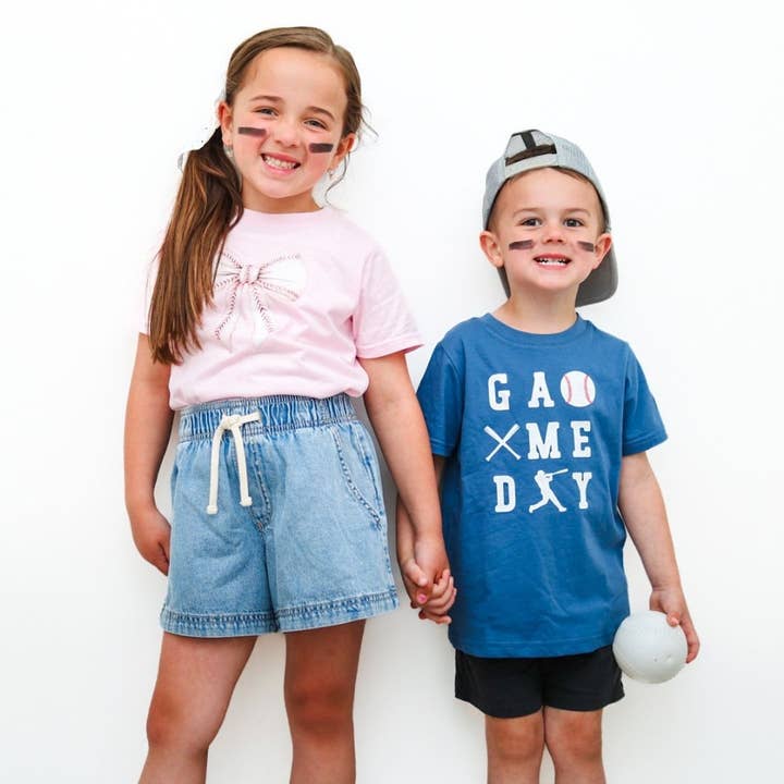 Sweet Wink - Wholesale Screen Printed T-Shirt - Kids - Baseball Bow Short Sleeve T-Shirt - Kids Clothes - Sports6