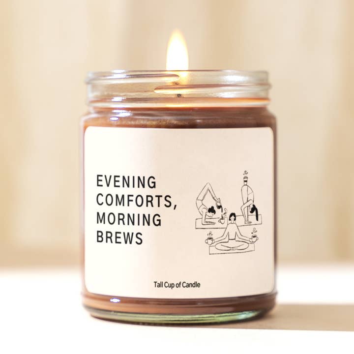Komfort am Abend, morgendliches Gebräu | Kuscheliges Geschenk | Kerze zum Thema Kaffee | Handgegossene Sojakerze für den Großhandel von Tall Cup of Candle