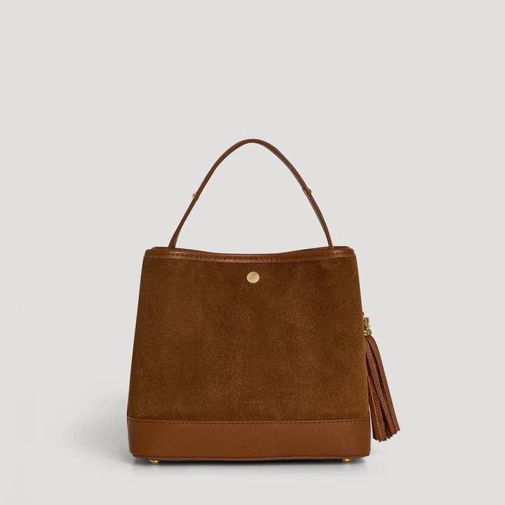 Prestige Milano - Wholesale Top handle bag – women's - Kendy Bag in Tan Suede and Dollar Leather4