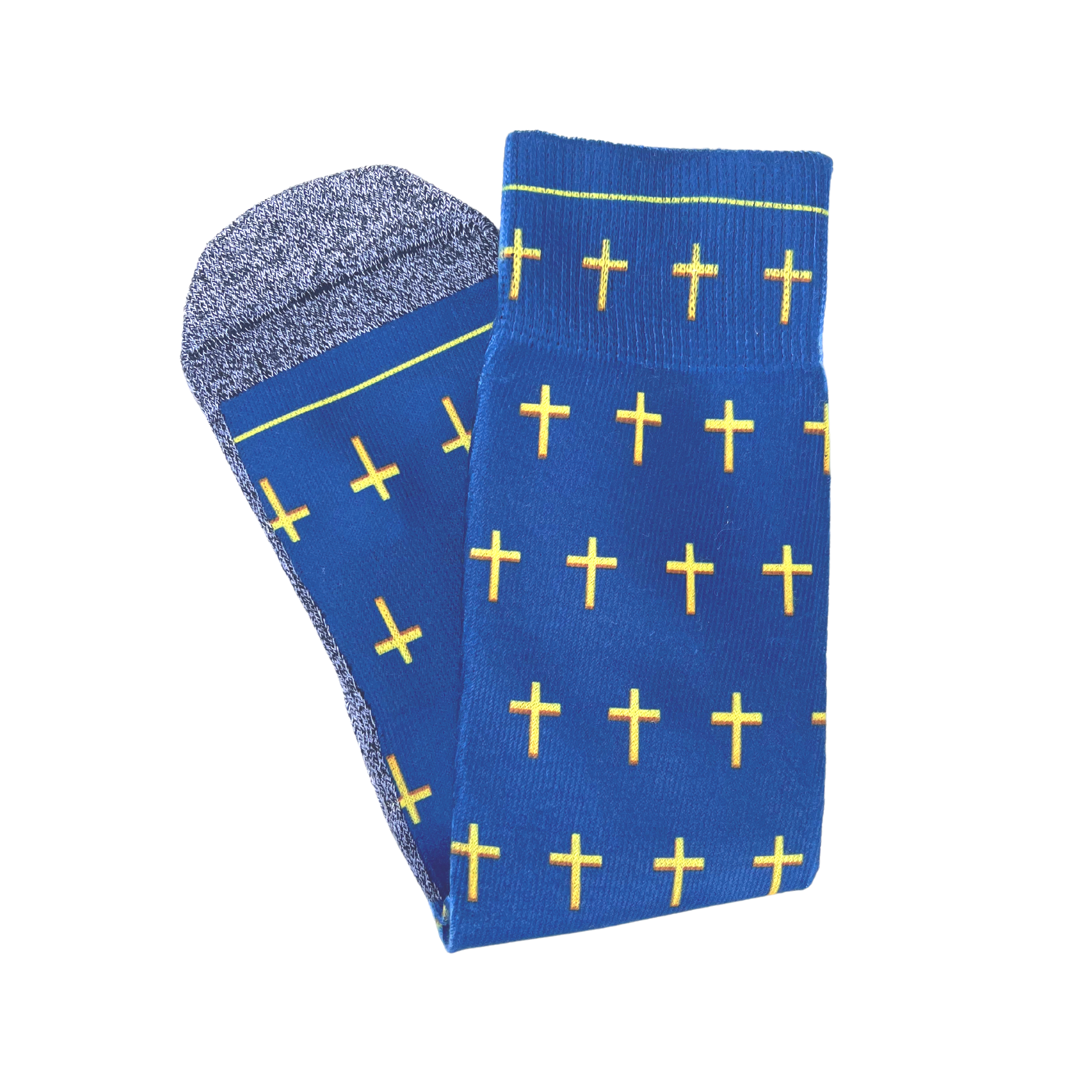 BibleSocks - Wholesale Socks - Men's - *NEW* The Blue and Gold Crosses - Christian Crew Socks1
