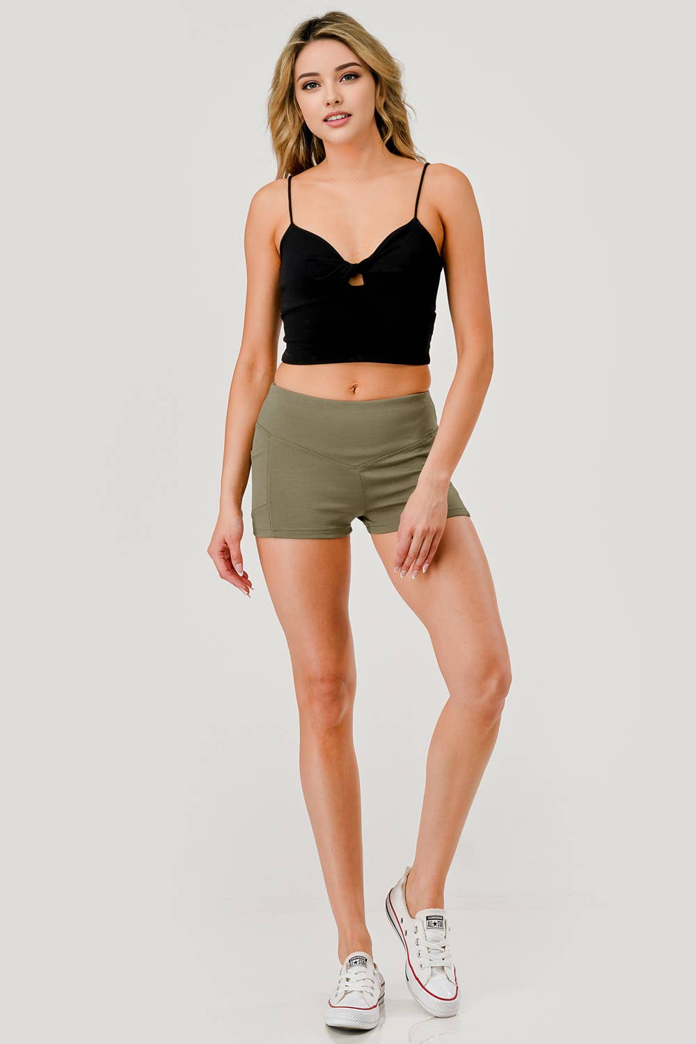 REDFINCH APPAREL INC - Wholesale Athletic Shorts - Women's - Womens V-Waist Biker Shorts With Side Pockets 19