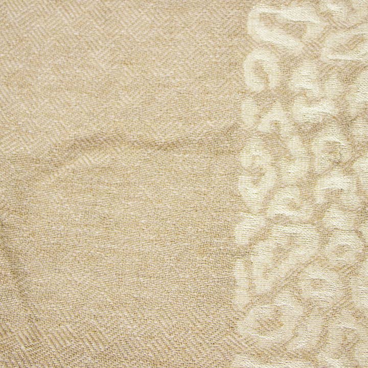 Tempest Designs - Wholesale Scarf - Women's - Subtle gold leopard border shawl with faux fur pom poms1