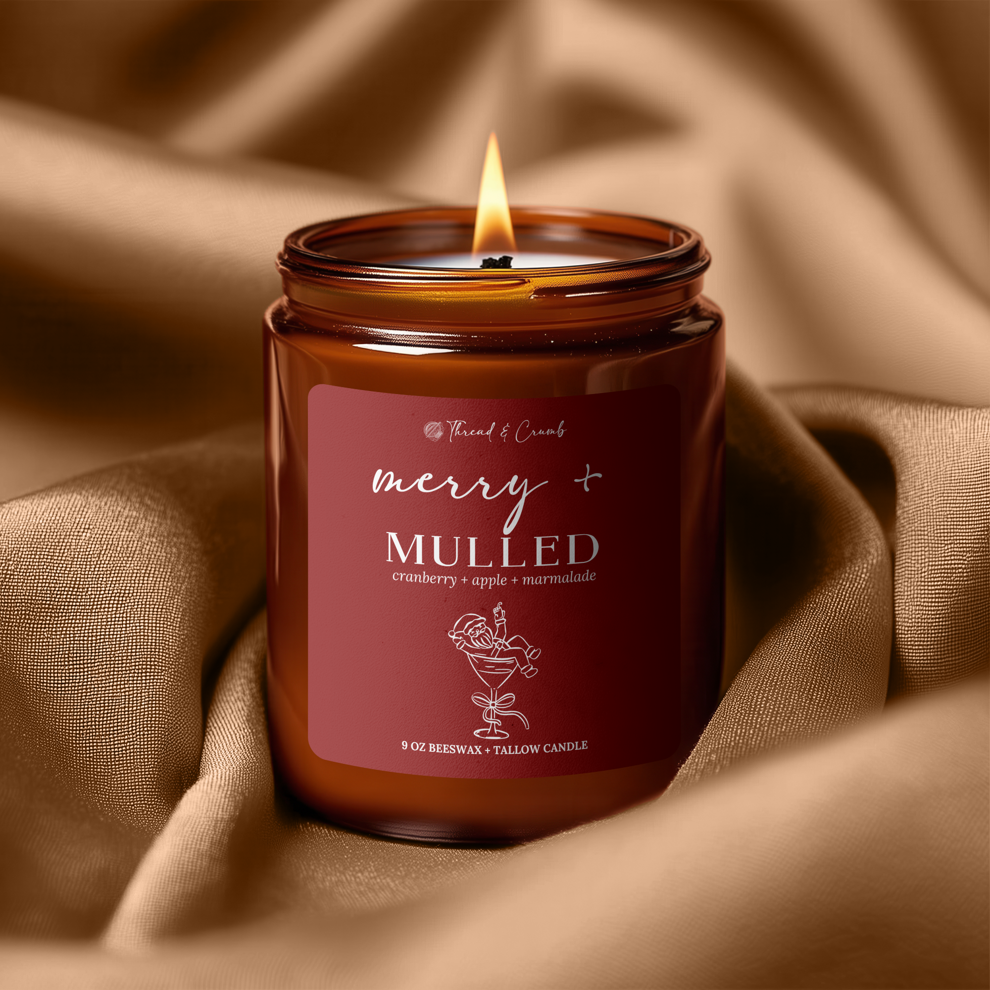 Thread & Crumb - Wholesale Jar/Filled Candle - "Merry & Mulled" Beeswax + Tallow Candle | Holiday Candle2