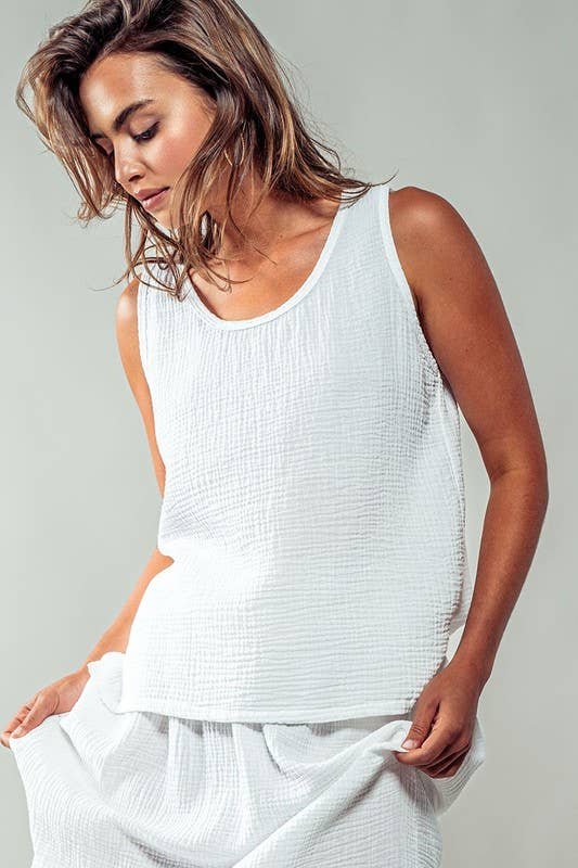 Urban Daizy - Wholesale Tank Top - Women's - Vintage Washed Double Gauze Tank Top12