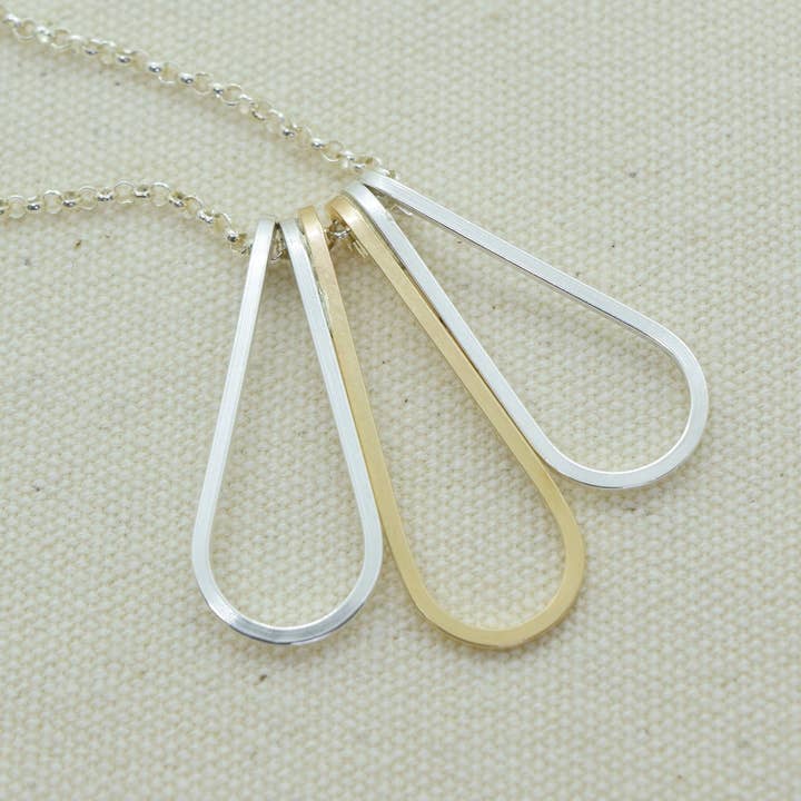 Elan Multi-drop Silver and Gold Necklace for wholesale by Cloverleaf Jewelry