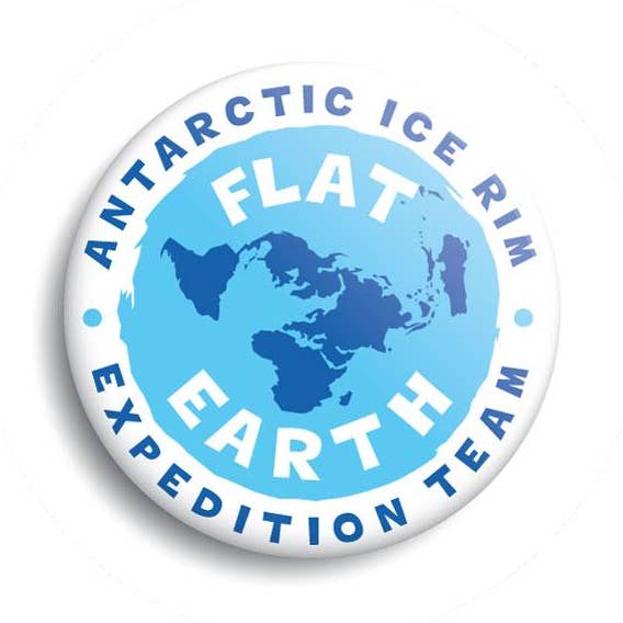 Flat Earth Antarctic Ice Rim Expedition Team Button for wholesale by Monsterologist