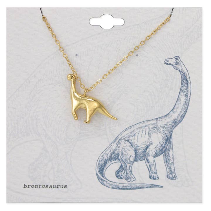 ZAD - Wholesale Pendant/Charm Necklace - Prehistoric Times Gold Brontosaurus Necklace1