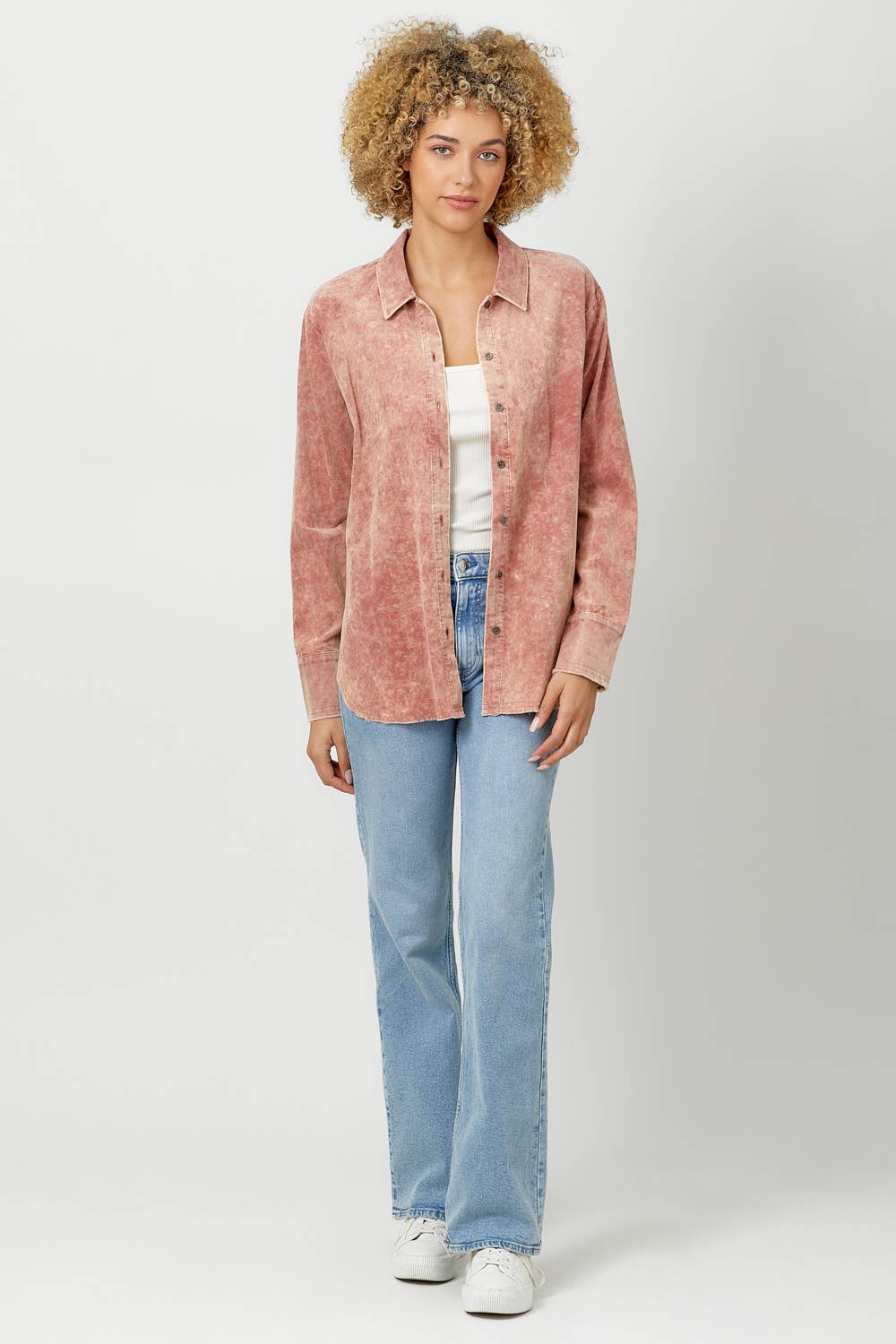 Mystree – Engroshandel Skjorte med buttondown – til kvinder – 60857 Vasket fløjlsskjorte28