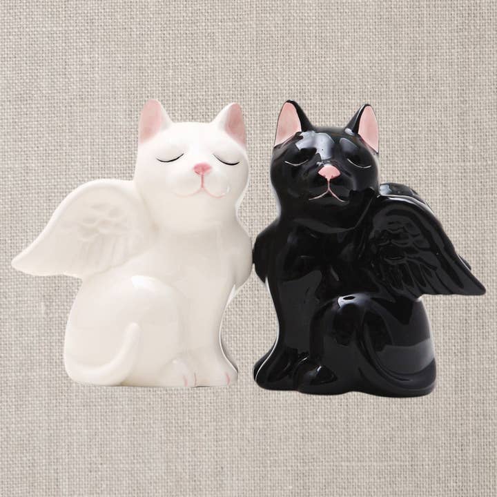 Pacific Trading - Wholesale Salt & Pepper Shaker Set - Angel Cats Ceramic Salt and Pepper Shaker Set