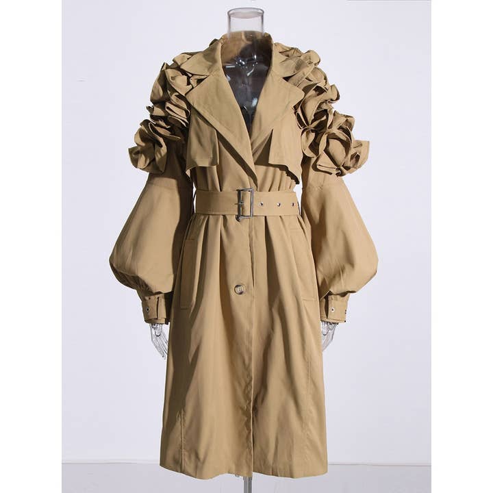 TRENCH COAT with Ruffle Detail for wholesale by Mapcie
