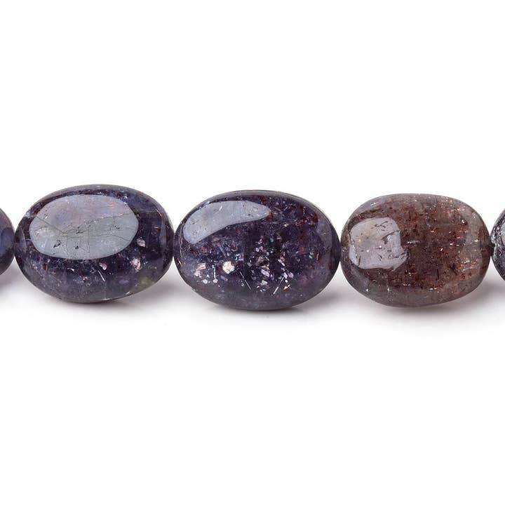 11x8-16x12mm Bloodshot Iolite-Sunstone Plain Oval Beads 16 inch 29 pieces for wholesale by Beads of Cambay