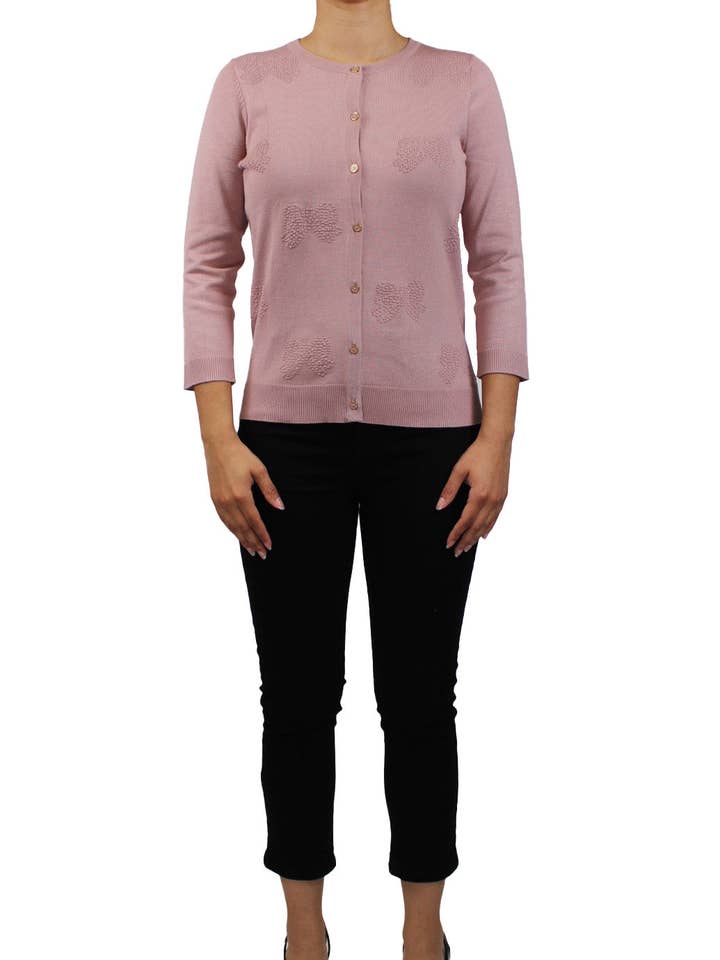 CGSW01705M-B - Blush Cashmere - Bow Cardigan A3587 for wholesale by K & C Clothing, Inc.