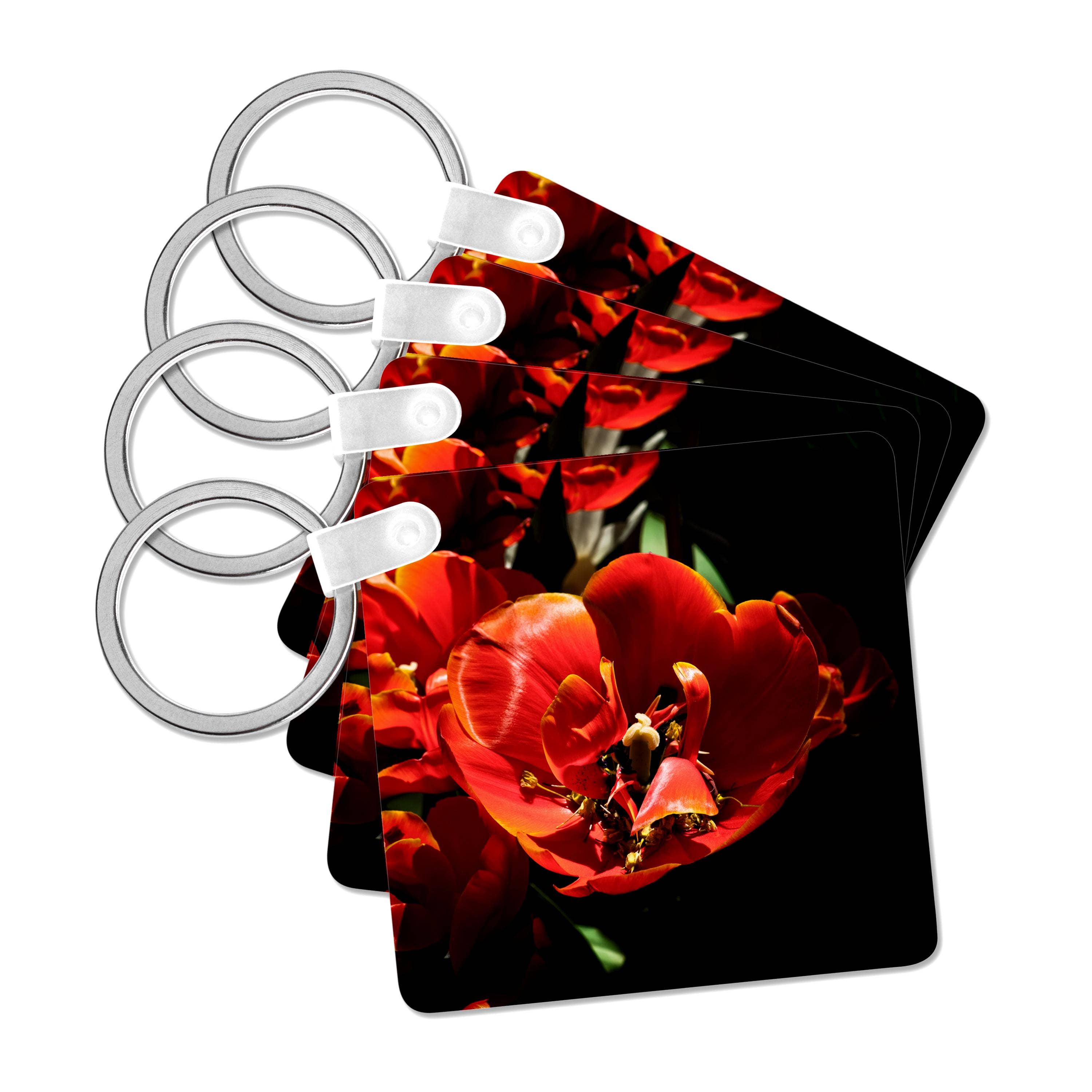 3dRose – wholesale Keychain – Unisex – 3dRose, Closeup view of a red tulip bulb full of tiny maple tree flowers, Key Chain0
