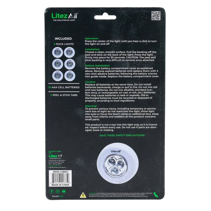 LitezAll - Wholesale Accent/Desk Lamp - LitezAll LED Puck Light 6 Pack22