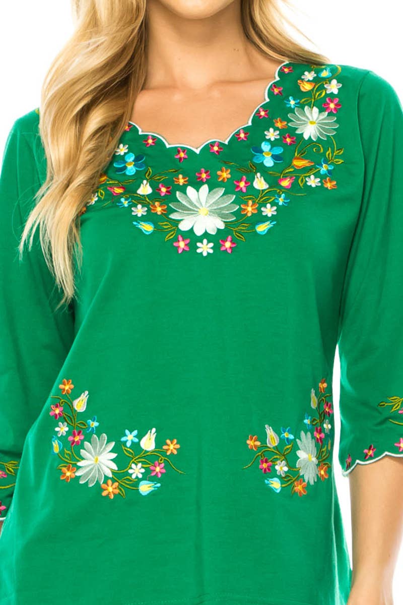 Unik - Vente Chemisier – femme - Adulte Traditionnel Brodé Manches 3/4 S-3XL10