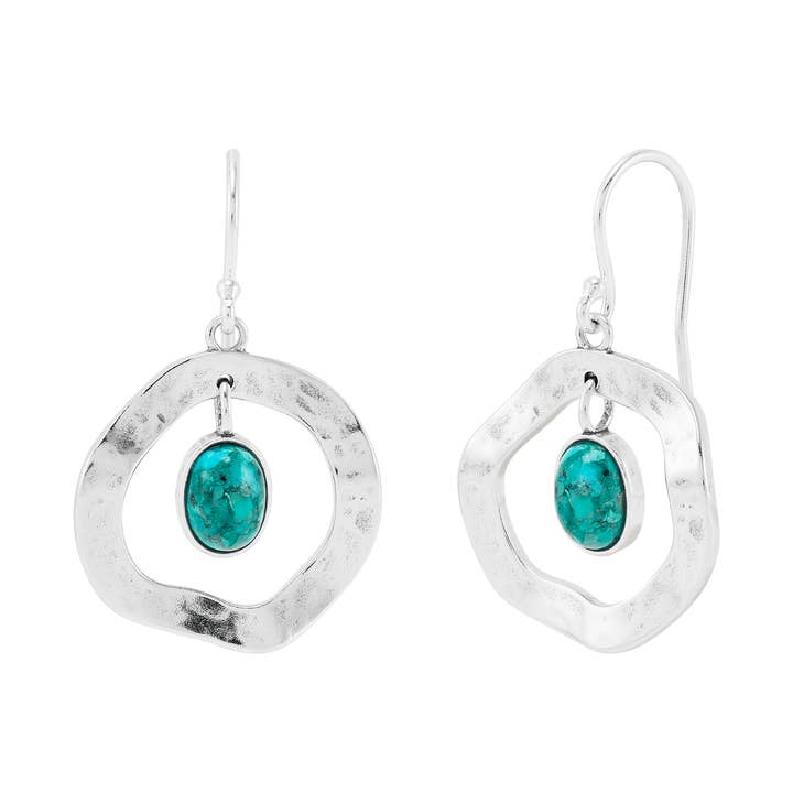 Silpada 'Pin The Dart' Silver Compressed Turquoise Earrings for wholesale by Silpada